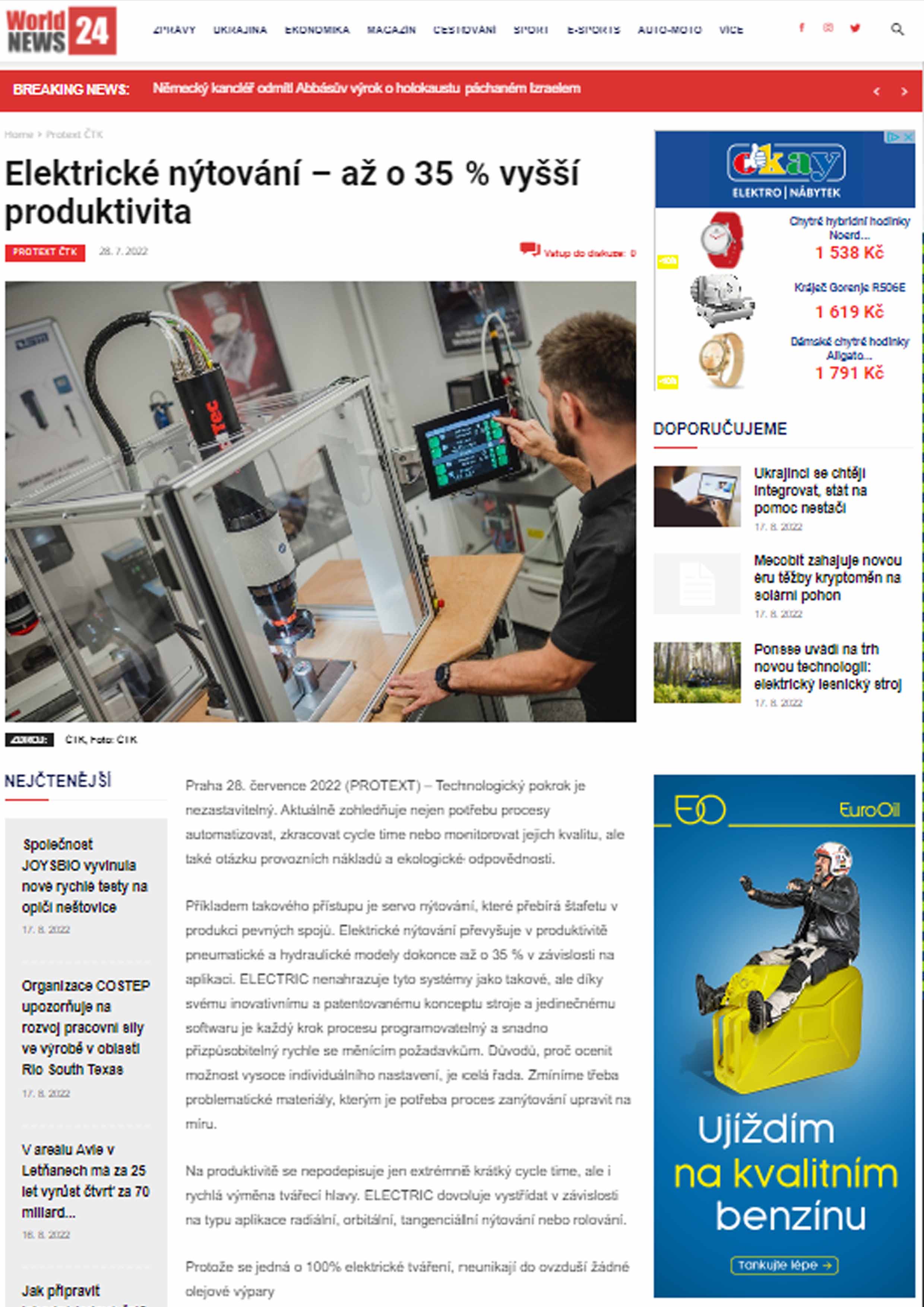 Elektrické nýtování pro Wordnews24.cz